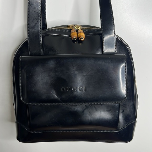 Gucci Tom Ford Era Matte Patent Leather Double Zipper Shoulder Bag - Picture 1 of 16